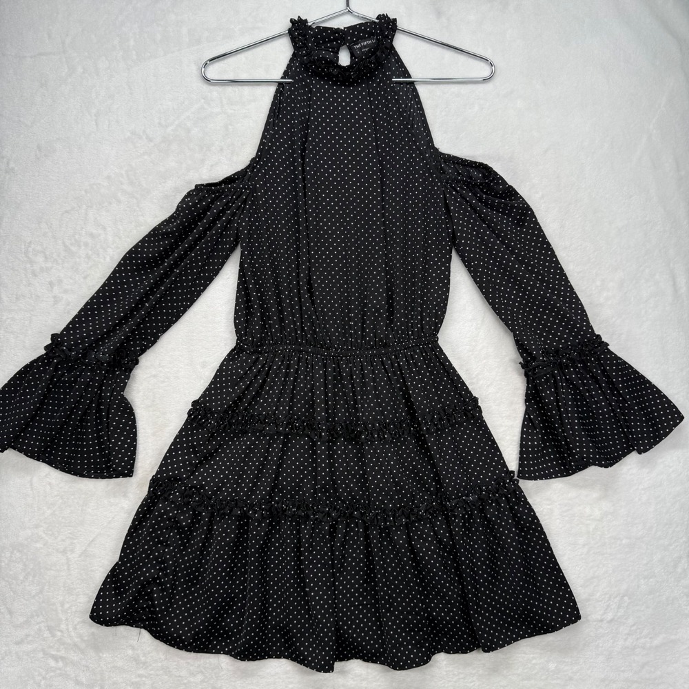 Revolve The Fifth Label Mini Dress Polka Dot Cold Shoulder Long Sleeve Ruffles S